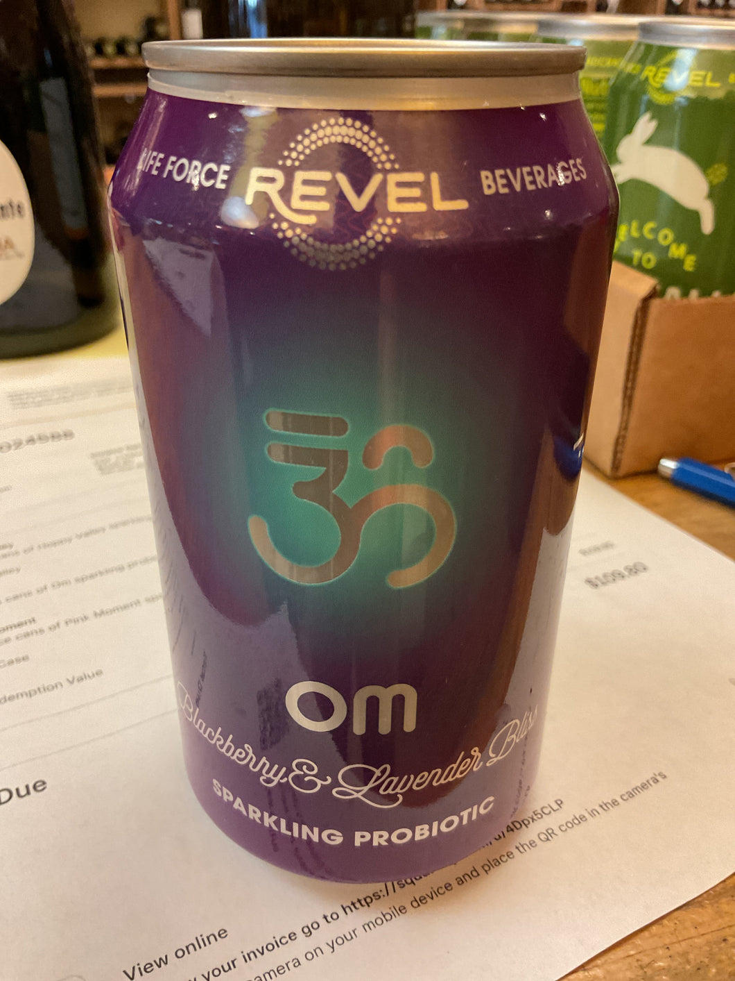 Revel Om sparkling probiotic can - singles
